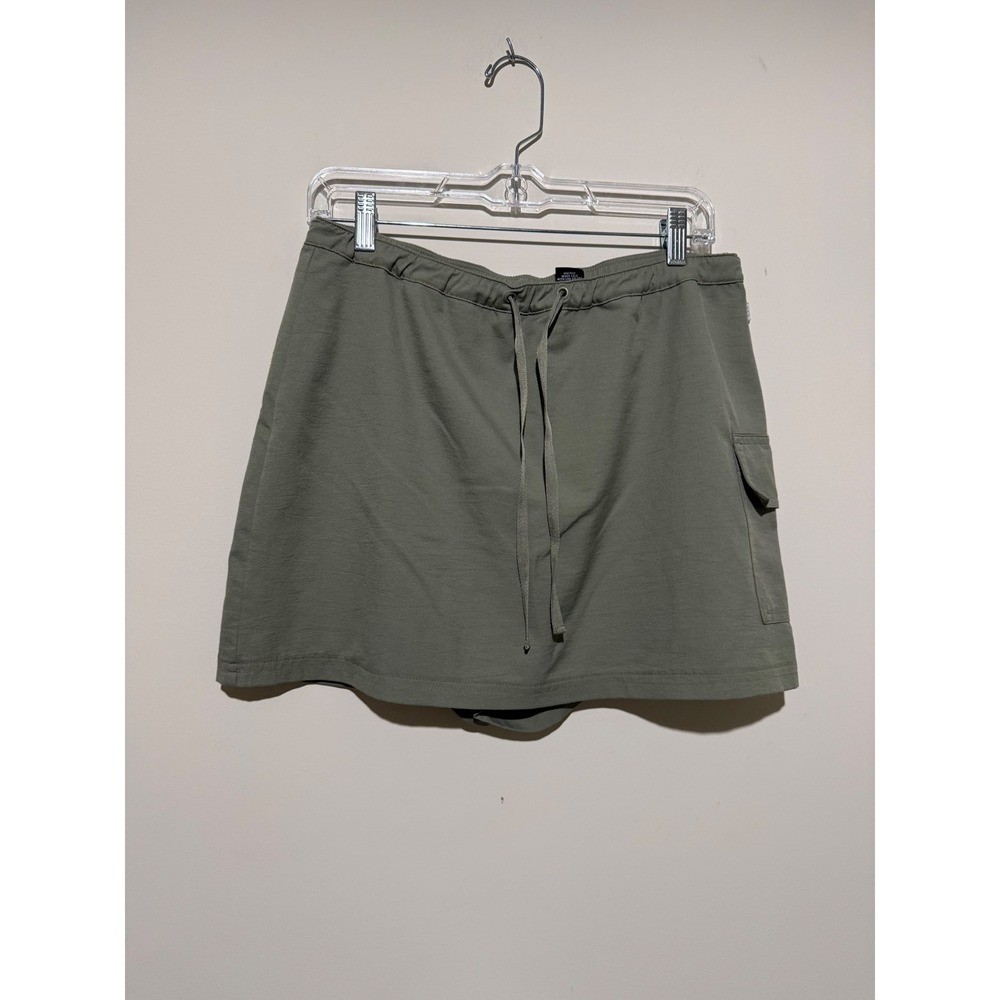 NY&C Sport Women Olive Green Cargo Skort Size M Drawstring Active Skirt